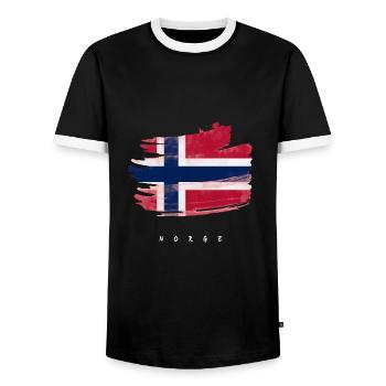 Norwegen norwegische Flagge Wasserfarben - Männer Kontrast-T-Shirt - Schwarz/Weiß - Vorne - AI Model Female 172 light (172cm) & AI Model Male 178 light (178cm)
