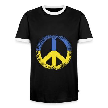 Peace sign Ukraine Stand for Ukraine Geschenk - Männer Kontrast-T-Shirt - Schwarz/Weiß - Vorne - AI Model Female 172 light (172cm) & AI Model Male 178 light (178cm)