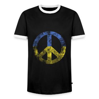 Peace sign Ukraine Stand for Ukraine Geschenk - Männer Kontrast-T-Shirt - Schwarz/Weiß - Vorne - AI Model Female 172 light (172cm) & AI Model Male 178 light (178cm)
