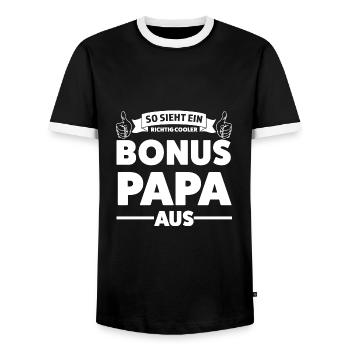 Bonus Papa Familie Bonuspapa Geschenk - Männer Kontrast-T-Shirt - Schwarz/Weiß - Vorne - AI Model Female 172 light (172cm) & AI Model Male 178 light (178cm)