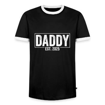Papa Est. 2025 - T-shirt contrasté Homme - noir/blanc - Devant - AI Model Female 172 light (172cm) & AI Model Male 178 light (178cm)
