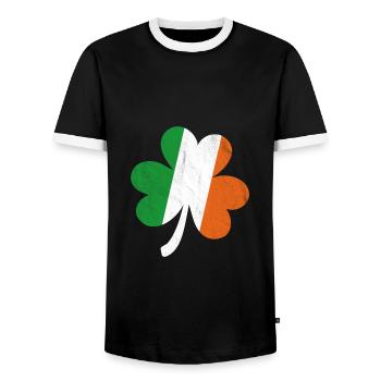 Kleeblatt Irische Flagge - Männer Kontrast-T-Shirt - Schwarz/Weiß - Vorne - AI Model Female 172 light (172cm) & AI Model Male 178 light (178cm)