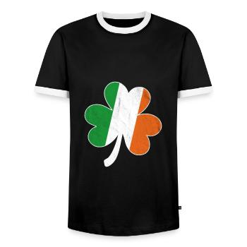 Kleeblatt Irische Flagge - Männer Kontrast-T-Shirt - Schwarz/Weiß - Vorne - AI Model Female 172 light (172cm) & AI Model Male 178 light (178cm)