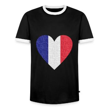 Frankreich Flagge Trikolore Französische Fahne - Männer Kontrast-T-Shirt - Schwarz/Weiß - Vorne - AI Model Female 172 light (172cm) & AI Model Male 178 light (178cm)