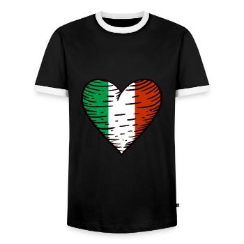 Italy Flag Heart Italian Flag Italia - Men's Ringer Shirt - black/white - Front - AI Model Female 172 light (172cm) & AI Model Male 178 light (178cm)