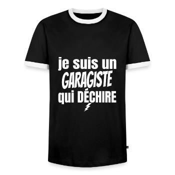 garagiste qui déchire - T-shirt contrasté Homme - noir/blanc - Devant - AI Model Female 172 light (172cm) & AI Model Male 178 light (178cm)
