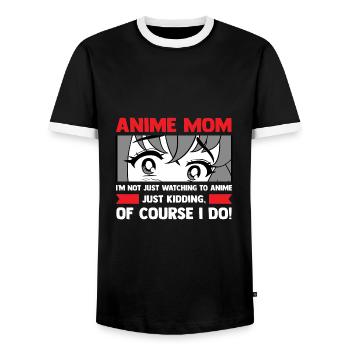 anime merch Anime anime mom Geschenk - Männer Kontrast-T-Shirt - Schwarz/Weiß - Vorne - AI Model Female 172 light (172cm) & AI Model Male 178 light (178cm)