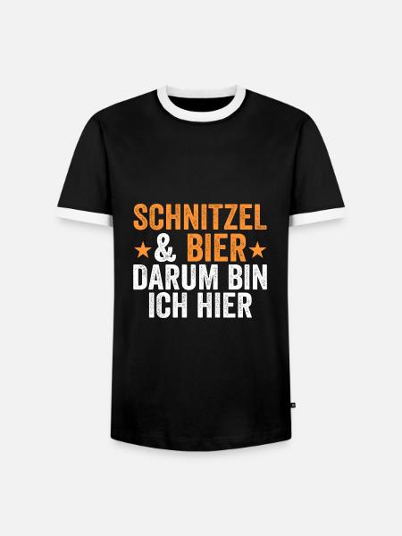 Schnitzel & Bier Wiener Fleischesser Geschenk - Männer Kontrast-T-Shirt - Schwarz/Weiß