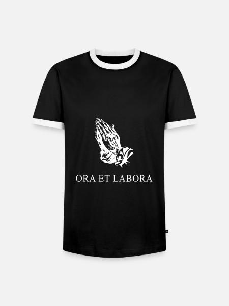 Prie et travaille latin blanc - T-shirt contrasté Homme - noir/blanc