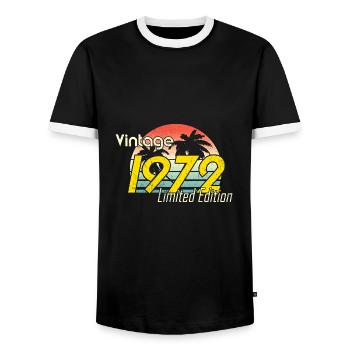 Vintage 1972 - Männer Kontrast-T-Shirt - Schwarz/Weiß - Vorne - AI Model Female 172 light (172cm) & AI Model Male 178 light (178cm)