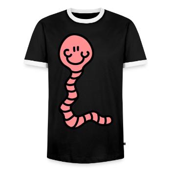 Worm - Men's Ringer Shirt - black/white - Front - AI Model Female 172 light (172cm) & AI Model Male 178 light (178cm)