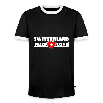 Schweiz - Männer Kontrast-T-Shirt - Schwarz/Weiß - Vorne - AI Model Female 172 light (172cm) & AI Model Male 178 light (178cm)