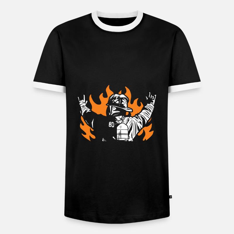 fire brigade - Men's Ringer Shirt - black/white