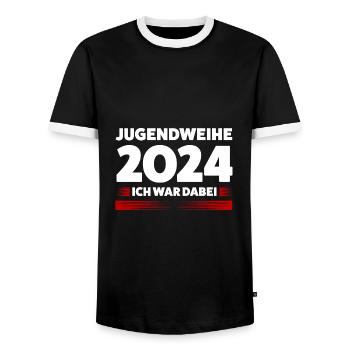 Jugendweihe 2024 Jugend Jugendfeier 2024 Geschenk - Männer Kontrast-T-Shirt - Schwarz/Weiß - Vorne - AI Model Female 172 light (172cm) & AI Model Male 178 light (178cm)