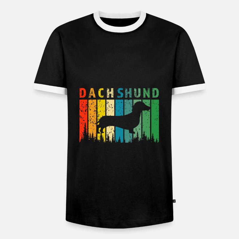 Dackel Retro-Design Dackel Geschenk - Männer Kontrast-T-Shirt - Schwarz/Weiß