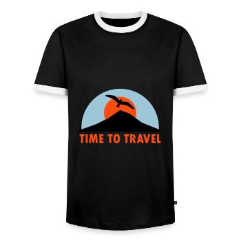 Temps de voyage (montagne, soleil, oiseau) - T-shirt contrasté Homme - noir/blanc - Devant - AI Model Female 172 light (172cm) & AI Model Male 178 light (178cm)