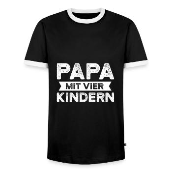 Papa 4 Kinder Vater Geschenk - Männer Kontrast-T-Shirt - Schwarz/Weiß - Vorne - AI Model Female 172 light (172cm) & AI Model Male 178 light (178cm)