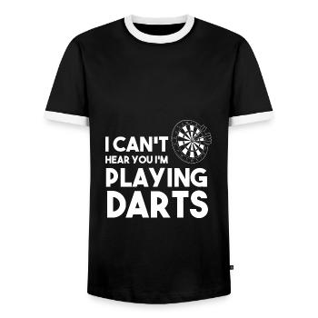 I Can't Hear You I'm Playing Darts - Männer Kontrast-T-Shirt - Schwarz/Weiß - Vorne - AI Model Female 172 light (172cm) & AI Model Male 178 light (178cm)