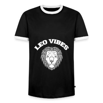 Leo Vibes Astrologe - Männer Kontrast-T-Shirt - Schwarz/Weiß - Vorne - AI Model Female 172 light (172cm) & AI Model Male 178 light (178cm)