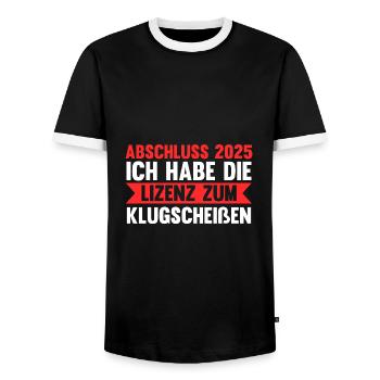 Abschluss 2025 Prüfung Abi Geschenk - Männer Kontrast-T-Shirt - Schwarz/Weiß - Vorne - AI Model Female 172 light (172cm) & AI Model Male 178 light (178cm)