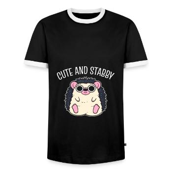 Netter Igel Tierpfleger - Männer Kontrast-T-Shirt - Schwarz/Weiß - Vorne - AI Model Female 172 light (172cm) & AI Model Male 178 light (178cm)