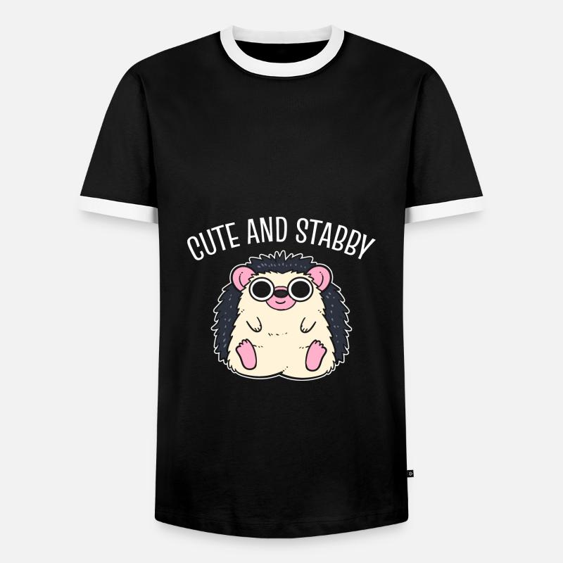 Netter Igel Tierpfleger - Männer Kontrast-T-Shirt - Schwarz/Weiß