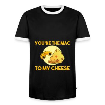 Mac- und Käseliebhaber Käsemakaroni - Männer Kontrast-T-Shirt - Schwarz/Weiß - Vorne - AI Model Female 172 light (172cm) & AI Model Male 178 light (178cm)
