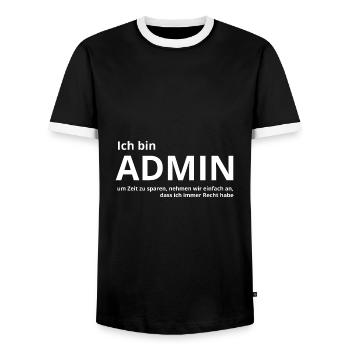 Administrator Admin - Männer Kontrast-T-Shirt - Schwarz/Weiß - Vorne - AI Model Female 172 light (172cm) & AI Model Male 178 light (178cm)