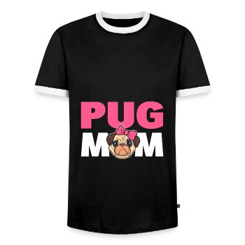Pug Mom Mops Elternteil - Männer Kontrast-T-Shirt - Schwarz/Weiß - Vorne - AI Model Female 172 light (172cm) & AI Model Male 178 light (178cm)