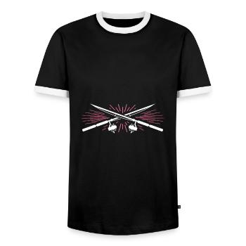 angling - Men's Ringer Shirt - black/white - Front - AI Model Female 172 light (172cm) & AI Model Male 178 light (178cm)