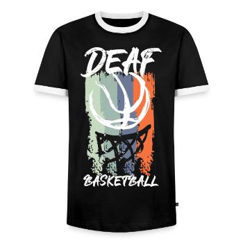 Deaf Ball Ball de basket-ball cadeau de deafball - T-shirt contrasté Homme - noir/blanc - Devant - AI Model Female 172 light (172cm) & AI Model Male 178 light (178cm)