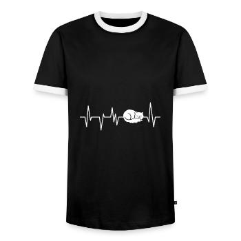 Chat chat chat - T-shirt contrasté Homme - noir/blanc - Devant - AI Model Female 172 light (172cm) & AI Model Male 178 light (178cm)