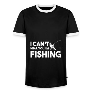 I Can't Hear You I'm Fishing Fischer - Männer Kontrast-T-Shirt - Schwarz/Weiß - Vorne - AI Model Female 172 light (172cm) & AI Model Male 178 light (178cm)