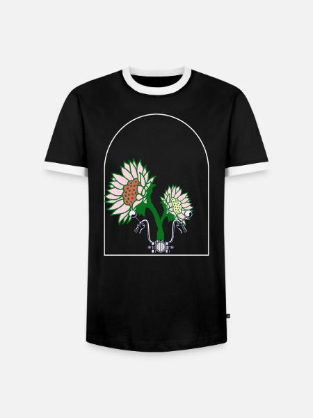 ÜBER DEM FENSTER BLUME - Männer Kontrast-T-Shirt - Schwarz/Weiß