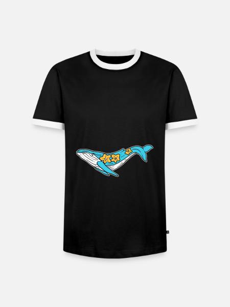 Schöner Narwhal Meeresbiologe - Männer Kontrast-T-Shirt - Schwarz/Weiß