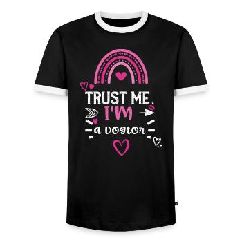 Trust Me, I'm a Dogtor - Männer Kontrast-T-Shirt - Schwarz/Weiß - Vorne - AI Model Female 172 light (172cm) & AI Model Male 178 light (178cm)