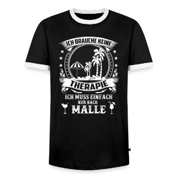 keine Therapie ich muss nur nach malle mallorca - Männer Kontrast-T-Shirt - Schwarz/Weiß - Vorne - AI Model Female 172 light (172cm) & AI Model Male 178 light (178cm)