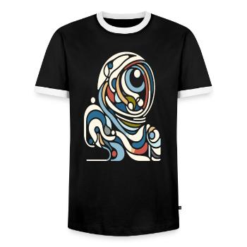 Farbenfroher Astro Style - Männer Kontrast-T-Shirt - Schwarz/Weiß - Vorne - AI Model Female 172 light (172cm) & AI Model Male 178 light (178cm)
