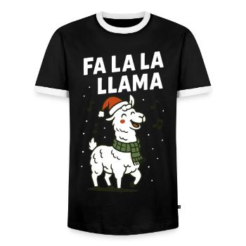 Fa La La Llama Christmas Family Fun - Men's Ringer Shirt - black/white - Front - AI Model Female 172 light (172cm) & AI Model Male 178 light (178cm)