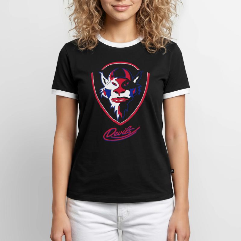 Devils visuels logo avec Devils Script T-shirt contrasté Homme
