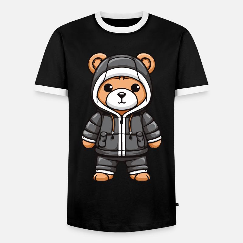Bär Winter Comic Niedlich - Männer Kontrast-T-Shirt - Schwarz/Weiß