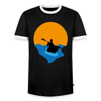 Kayak Canoe Kayak KayakEr Sunset - Men's Ringer Shirt - black/white - Front - AI Model Female 172 light (172cm) & AI Model Male 178 light (178cm)