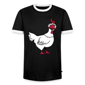 Angry chicken - Men's Ringer Shirt - black/white - Front - AI Model Female 172 light (172cm) & AI Model Male 178 light (178cm)