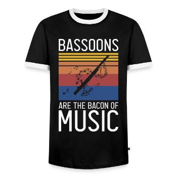 Instrument à vent en bois et instrument à vent basson - T-shirt contrasté Homme - noir/blanc - Devant - AI Model Female 172 light (172cm) & AI Model Male 178 light (178cm)
