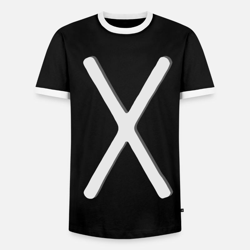 Futhark Runic Alphabet Gebo - Men's Ringer Shirt - black/white
