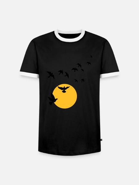 Birds in the sunset - Men's Ringer Shirt - black/white