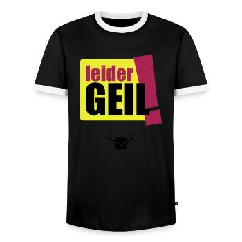 leider Geil - Männer Kontrast-T-Shirt - Schwarz/Weiß - Vorne - AI Model Female 172 light (172cm) & AI Model Male 178 light (178cm)