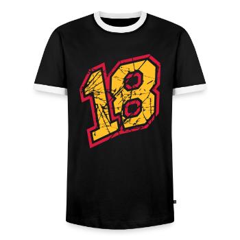 18 rayures colorées fissures numéro de parti dix-huit année complète - T-shirt contrasté Homme - noir/blanc - Devant - AI Model Female 172 light (172cm) & AI Model Male 178 light (178cm)