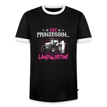 Landwirtin Traktor Frau Geschenk · Prinzessin - Männer Kontrast-T-Shirt - Schwarz/Weiß - Vorne - AI Model Female 172 light (172cm) & AI Model Male 178 light (178cm)