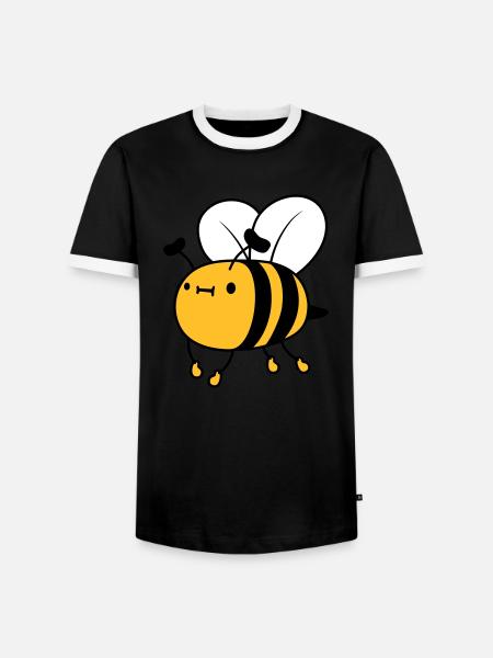 Flying cute bee - Men's Ringer Shirt - black/white
